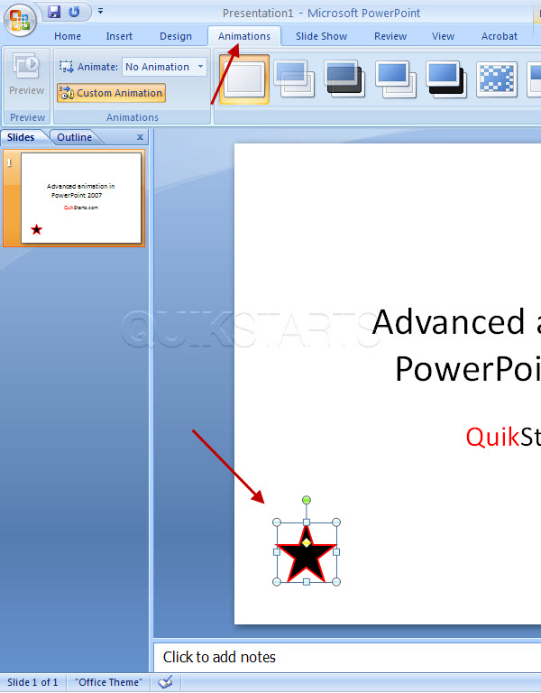 Shooting star with custom animation in PowerPoint Shooting star with custom animation in PowerPoint