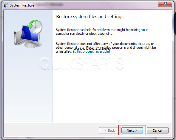 Manual Restore Point Windows 7